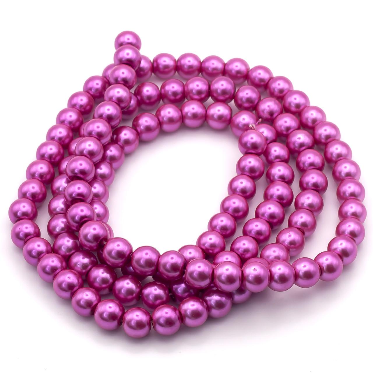 Бусины стеклянные на нитке под жемчуг 8 мм 80 см 105 шт. Азалия (БЖ0008к73)