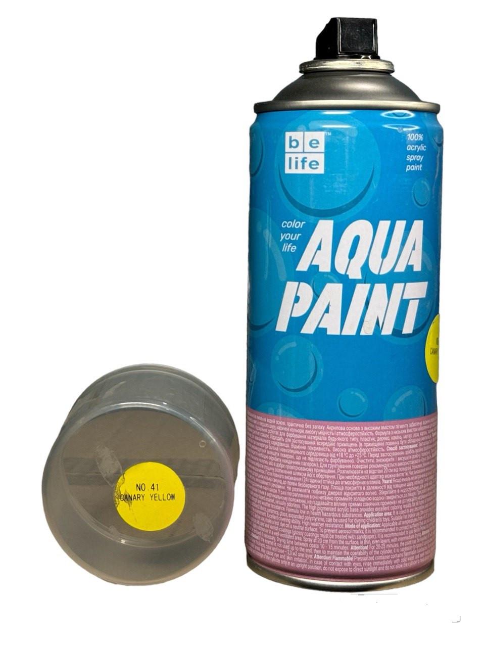 Аерозольна фарба на водній основі Belife Aqua Paint Жовтий шовковисто-матовий (A41) - фото 1 Аерозольна фарба на водній основі Belife Aqua Paint Жовтий шовковисто-матовий (A41) - фото 1
