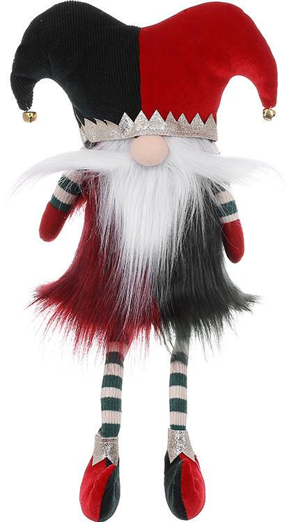 Іграшка м'яка Гном-Клоун з вусами 35 см Червоний з чорним