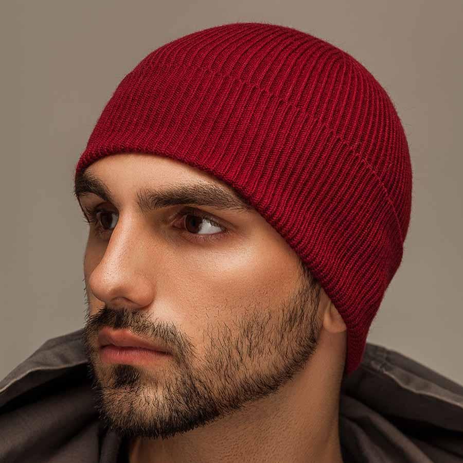 Шапка мужская демисезонная Leks СОПРАНО без подкладки с отворотом одинарная 55-59 см Бордовый (102936)