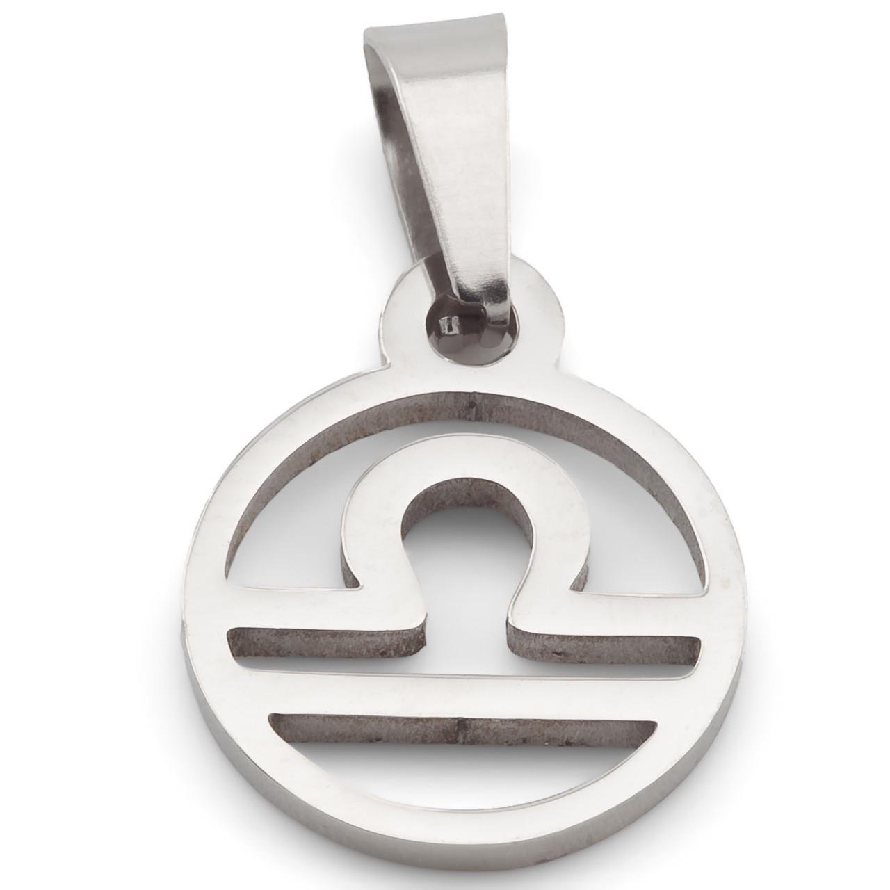 Підвіска знак зодіаку Терези з нержавіючої сталі для біжутерії 18х11х0,5 мм Платиновий (БК1118з07)