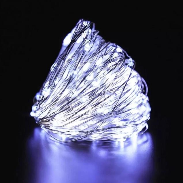 Гирлянда Светодиодная Нить Роса 20 м LED 220 В Холодный Белый