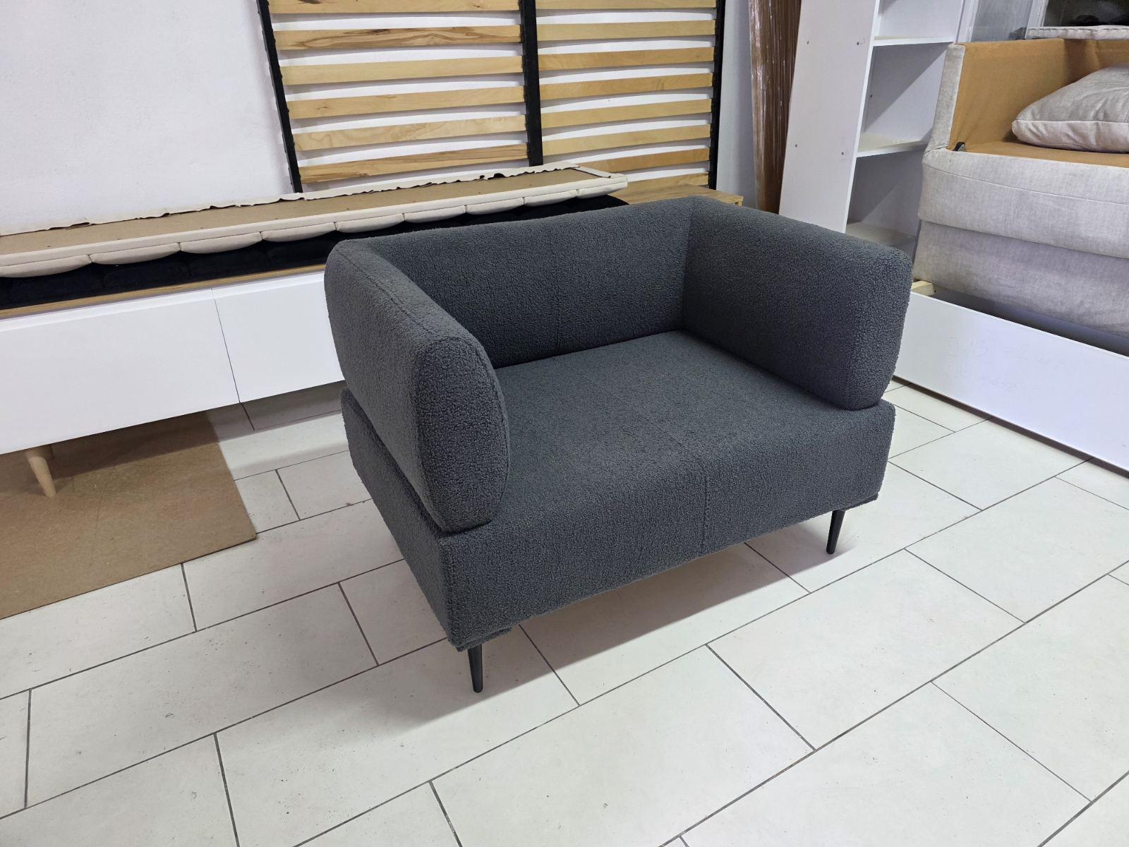 Крісло офісне ТОБІ ШО Бенно-1 Alpaca з підлокітниками та конусною ногою букле 1000х720х750 мм Темно-сірий/97 - фото 3