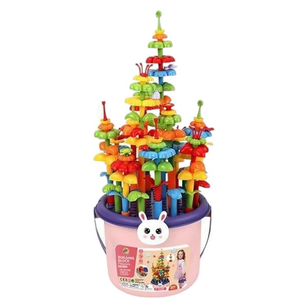 Конструктор квітуча галявина з наліпками у відрі 156 дет. (MC 308)