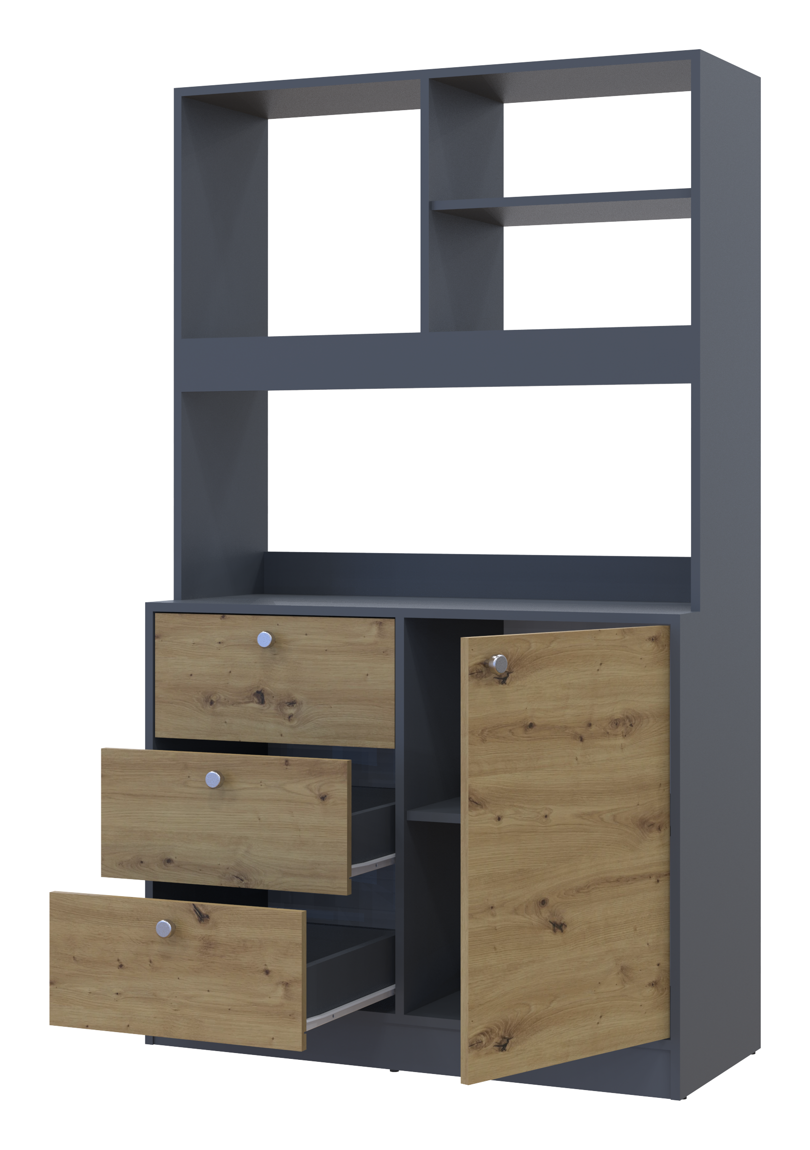 Кухня мини Лея 100х43х171 см Графитовый/Дуб эвок (17549449)