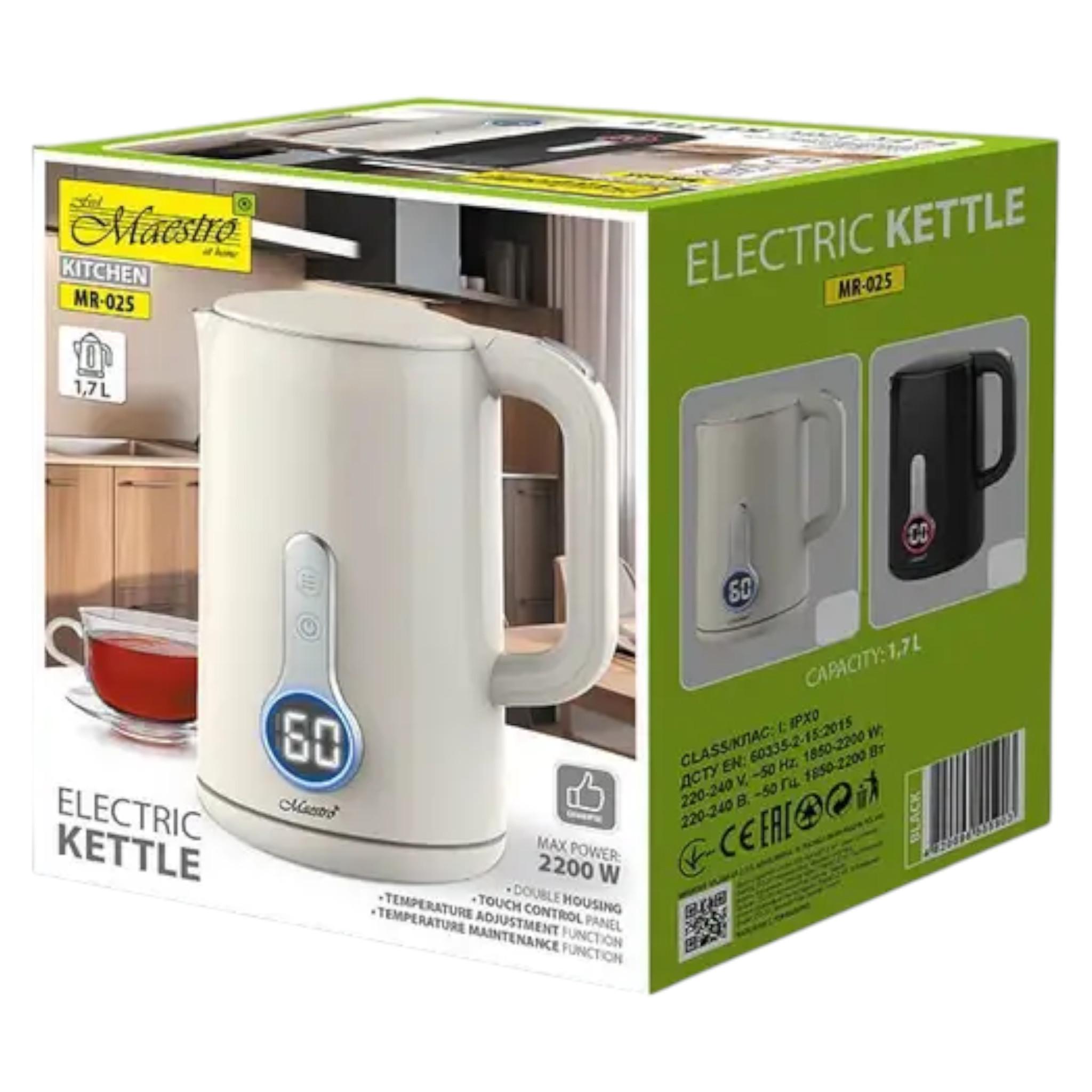 Электрочайник Maestro MR-025 сенсорной панелью 2200 1,700 мл Вт Ivory (IK_MR025) - фото 2 Электрочайник Maestro MR-025 сенсорной панелью 2200 1,700 мл Вт Ivory (IK_MR025) - фото 2