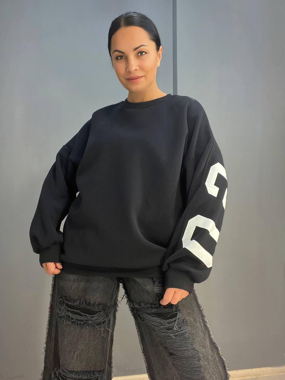 Свитшот женский DAVRAS 8174 CHICAGO удлиненный утепленный на флисе OS Черный (1241) - фото 1 Свитшот женский DAVRAS 8174 CHICAGO удлиненный утепленный на флисе OS Черный (1241) - фото 1