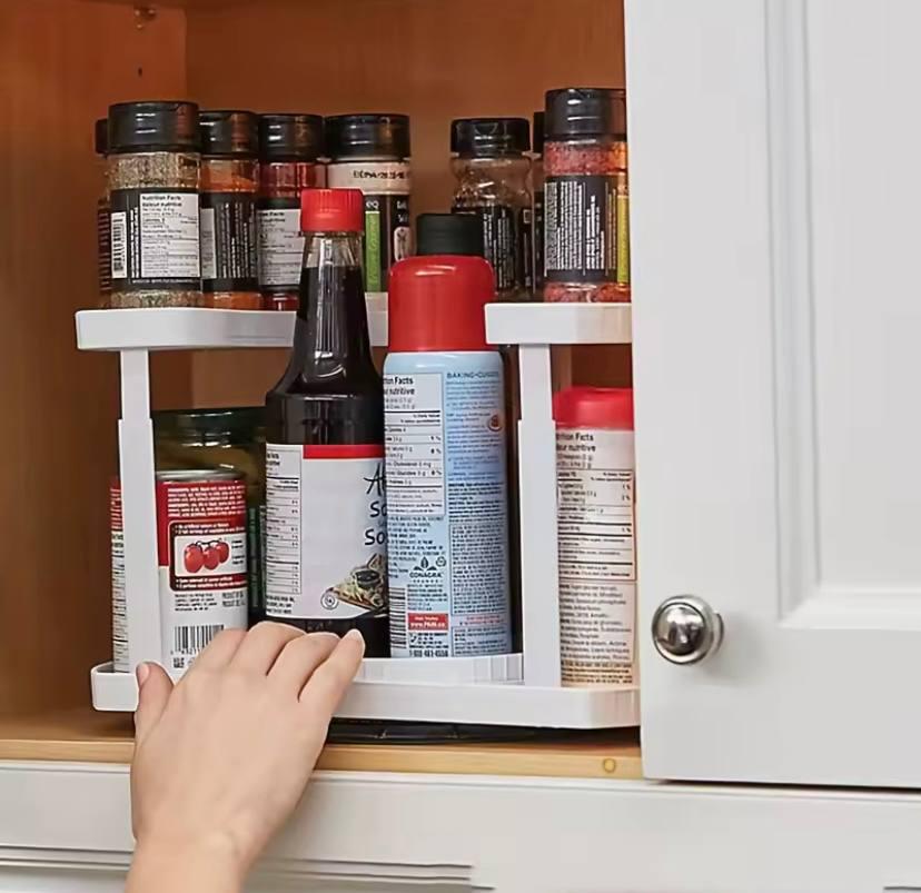 Полиця-органайзер для спецій Spice Spinner двоярусна з поворотним механізмом Білий (41e0e934) - фото 4 Полиця-органайзер для спецій Spice Spinner двоярусна з поворотним механізмом Білий (41e0e934) - фото 4