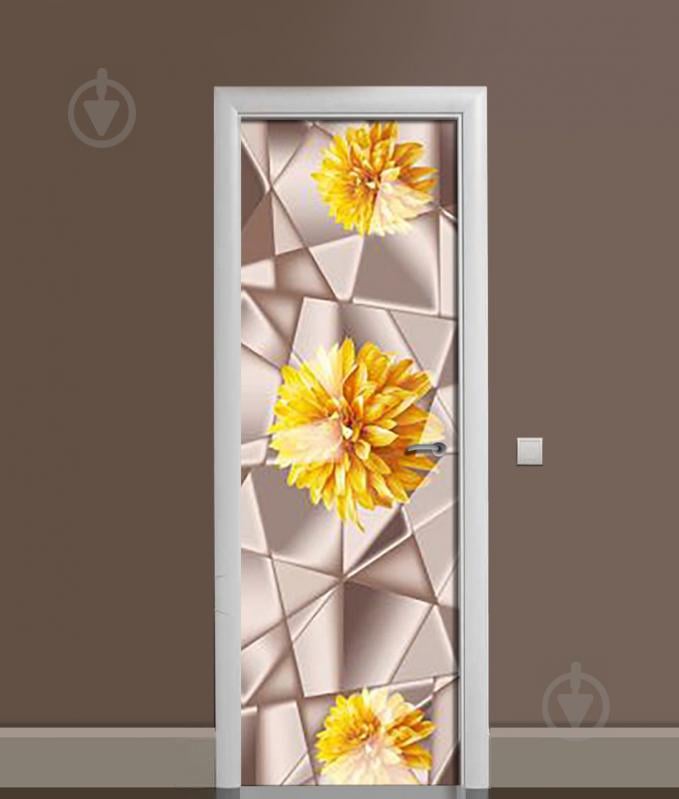 Наклейка на дверь Zatarga «Георгины в стекле» 650х2000 мм виниловая 3Д наклейка декор самоклеящаяся Наклейка на дверь Zatarga «Георгины в стекле» 650х2000 мм виниловая 3Д наклейка декор самоклеящаяся