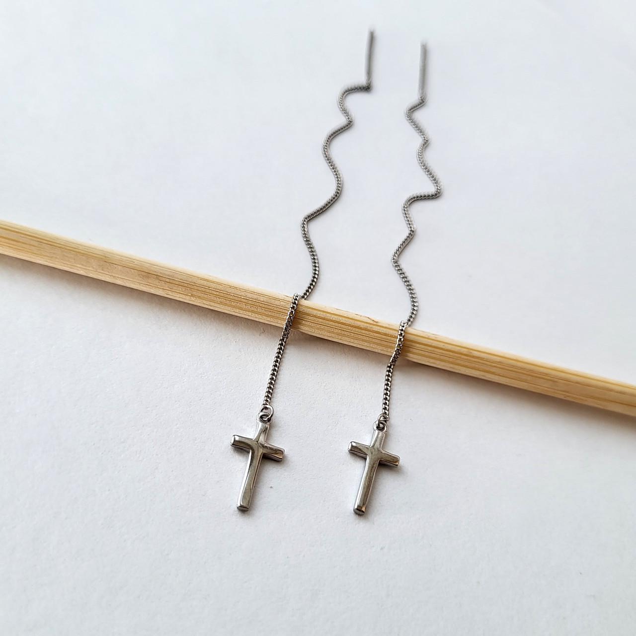 Серьги протяжки Крестики без камней серебро 925 пробы 1,40 г (с2/2058) Серьги протяжки Крестики без камней серебро 925 пробы 1,40 г (с2/2058)