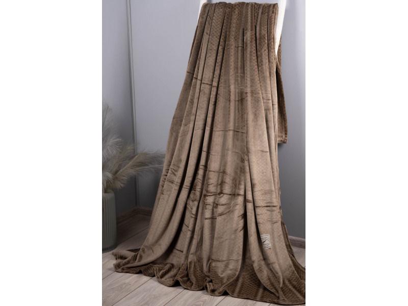 Плед велюр однотонный сетка 6988 Евро Коричневый (DR009451)