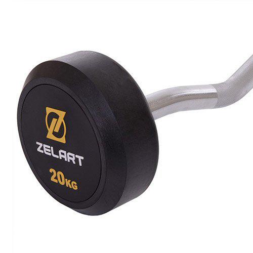 Штанга фіксована вигнута Rubber Coated Barbell Zelart TA-2687 20 кг Чорний (58363067) - фото 3