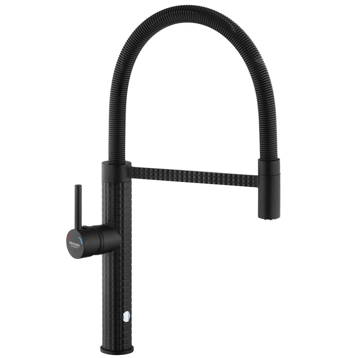 Змішувач для кухні Kroner Ersel CV033802 з гнучким виливом Чорний (234003)