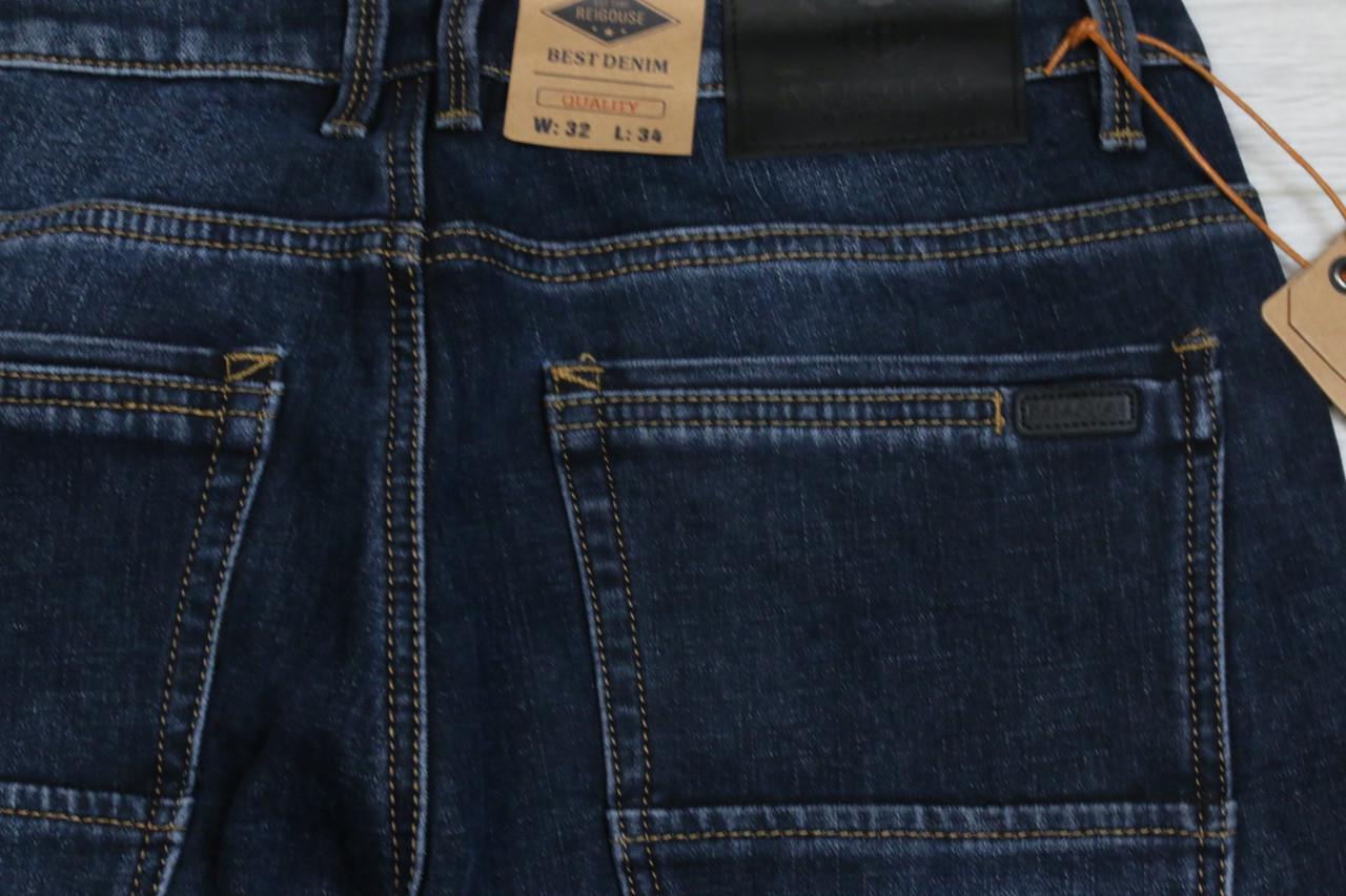 Джинсы мужские зимние Fang с потертостями р. 38 Синий графит (9903) - фото 9