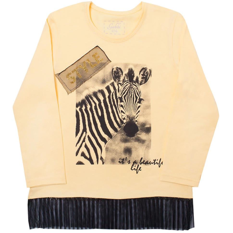 Футболка дитяча бавовняна з довгим рукавом для дівчинки Gabbi FT-19-08 Модняшка 110 см Жовтий (11604)