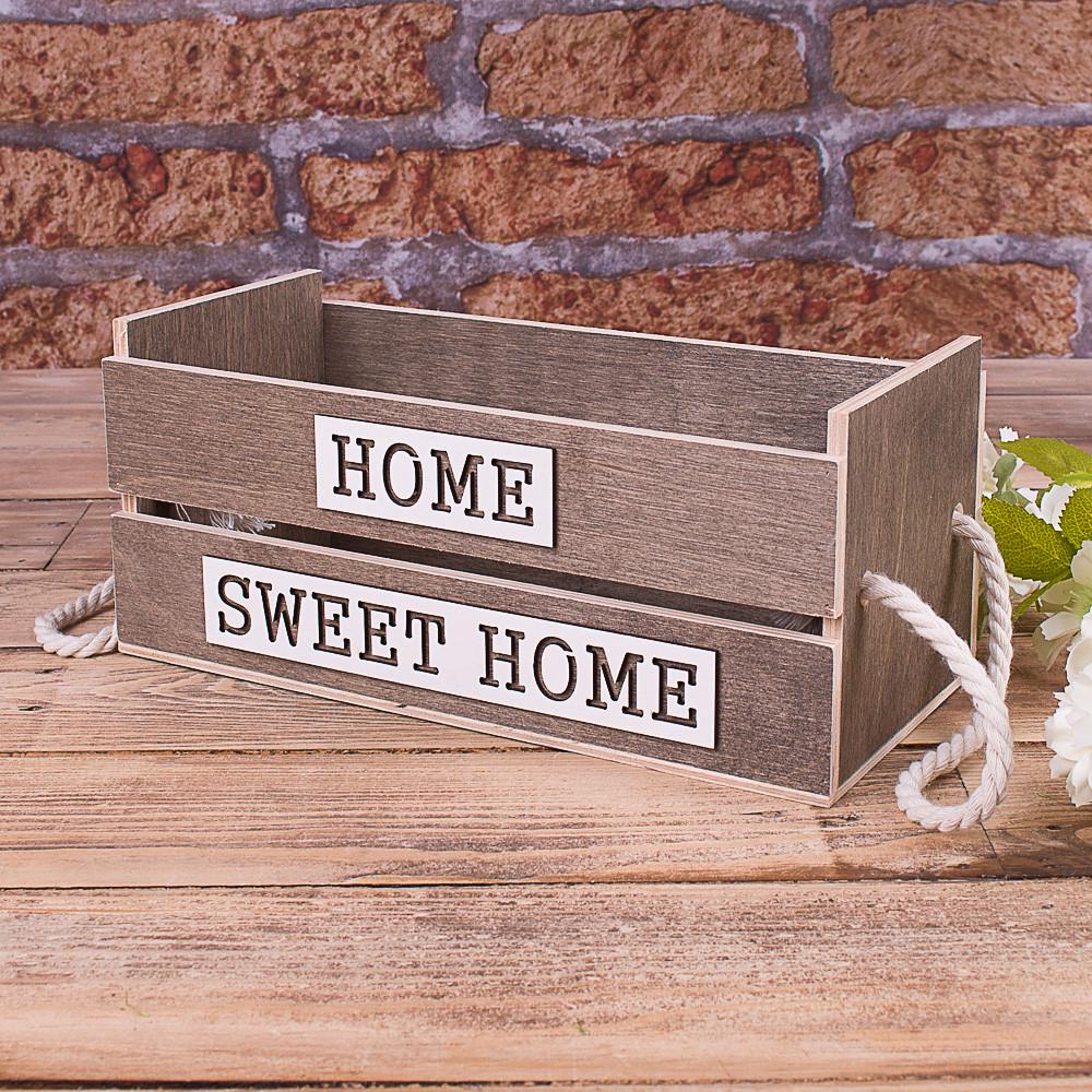 Ящик деревянный Home Sweet Home Серый (783-3)