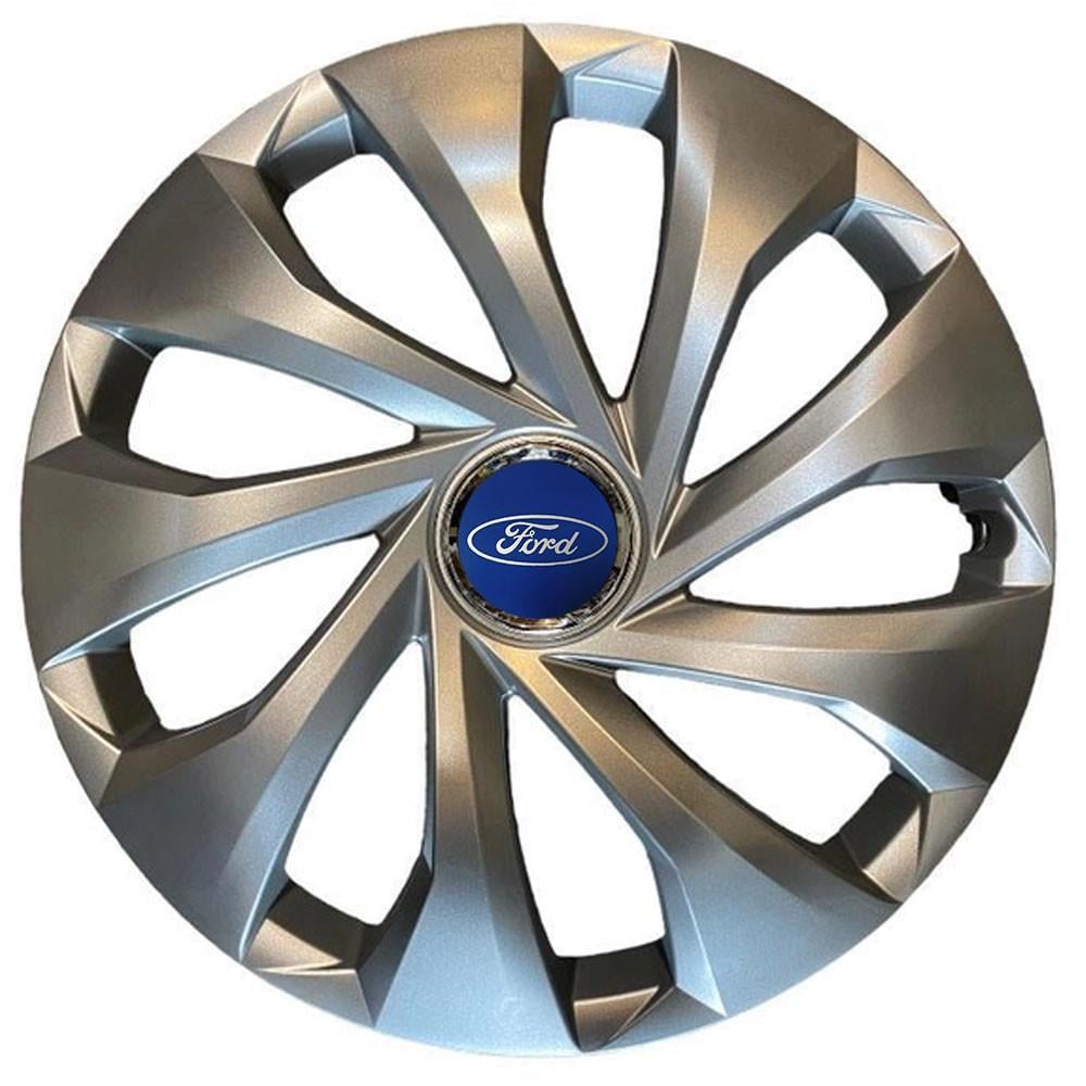 Ковпаки SJS 343 з логотипом Ford R15 4 шт. Сріблястий