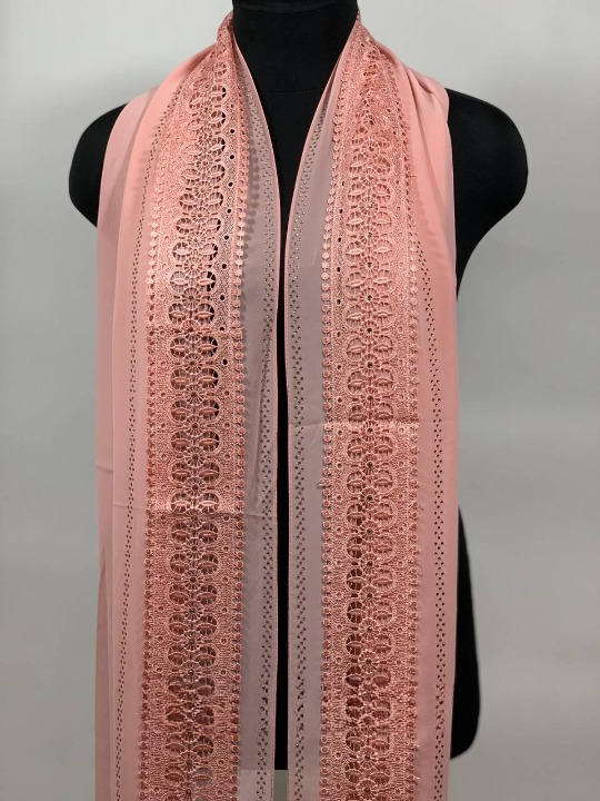 Шарф шифоновый с камешками Розовый (ШарфШиф28)