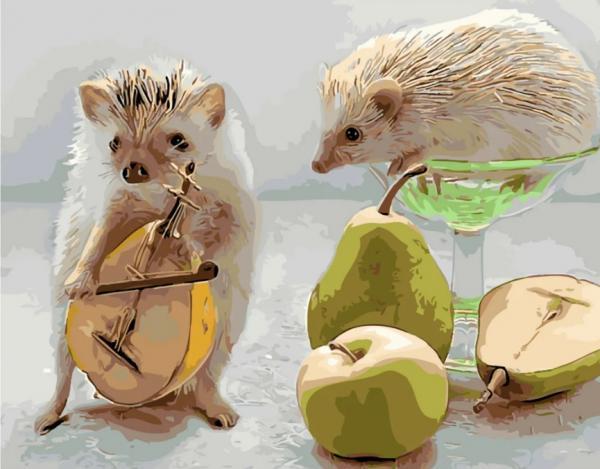 Картина по номерам Strateg Животные Музыкальные ежики 40х50 см в термопакете (SY6100-mt)