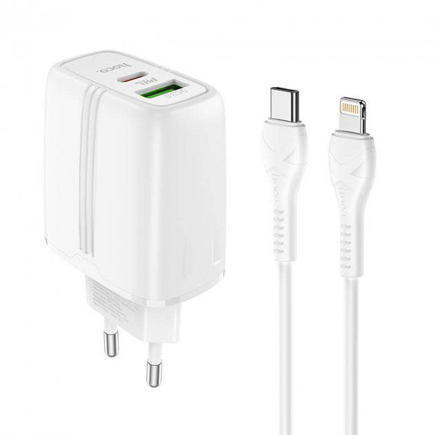 Зарядний пристрій Hoco Type-C to Lightning Cable Powerful dual port charger set N11 1 USB 1 Type-C PD/QC 20W 3 A (535566)