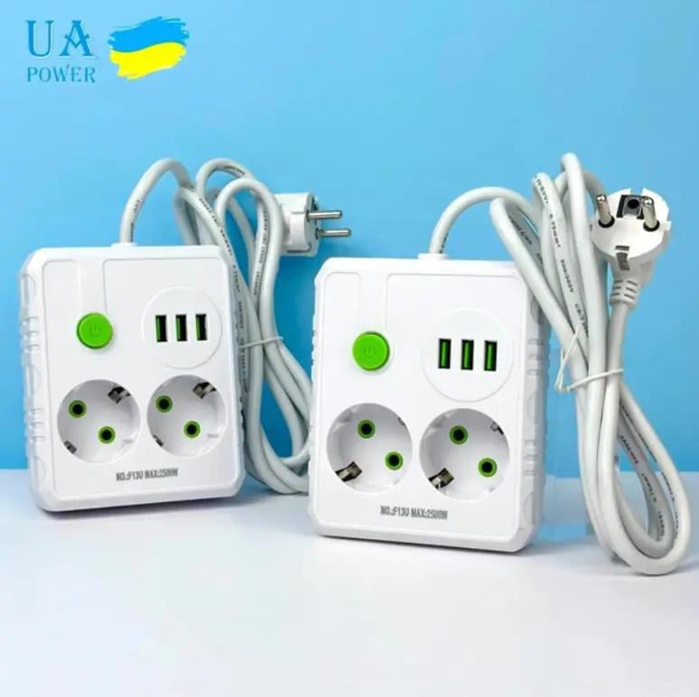 Подовжувач мережевий UA Power F13U 2 розетки 2 м White - фото 4