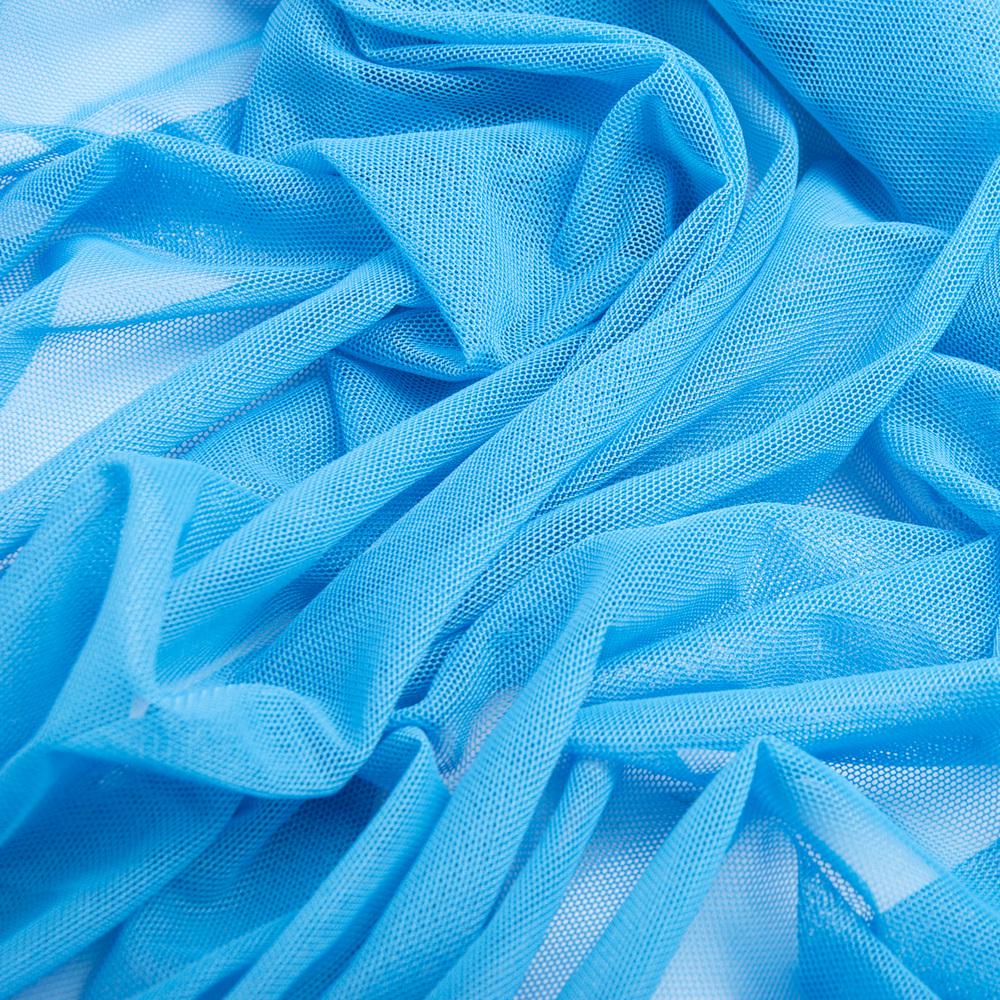 Ткань сетка стрейч мягкая однотонная V-1250 т/блакитн.