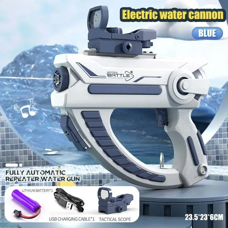 Пистолет-бластер водяной электрический Water Space Gun с аккумулятором Синий - фото 2