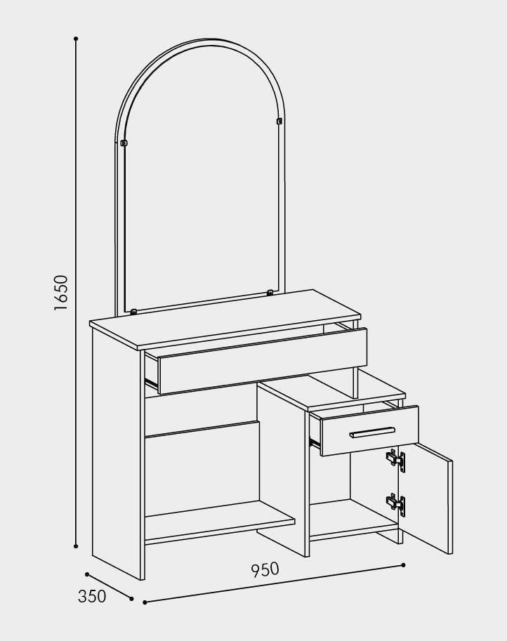 Туалетний столик Трюмо-1 Еверест 950х350х1680 мм Венге/Дуб молоний (EVR-20062) - фото 5 Туалетний столик Трюмо-1 Еверест 950х350х1680 мм Венге/Дуб молоний (EVR-20062) - фото 5