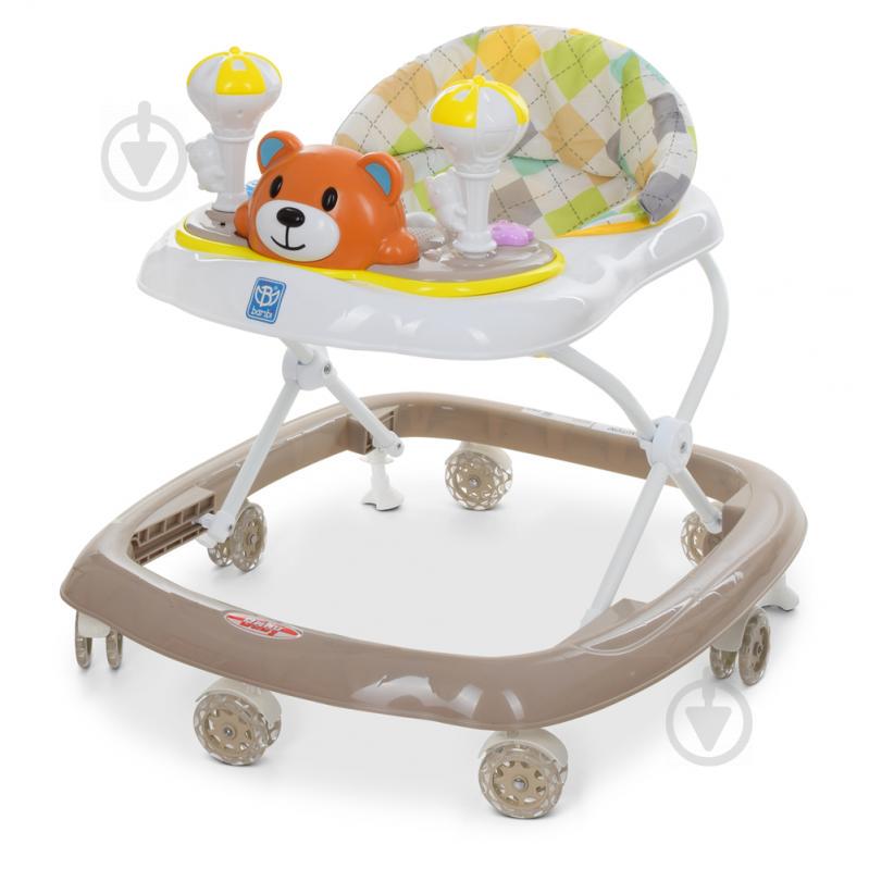 Детские ходунки Мишка с силиконовыми колесами Bambi M 3656-S Бежевый (MAS40429)
