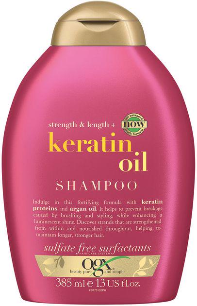 Шампунь OGX Strength & Length Keratin Oil Shampoo з протеїнами кератину та аргановим маслом для пошкодженого волосся 385 мл