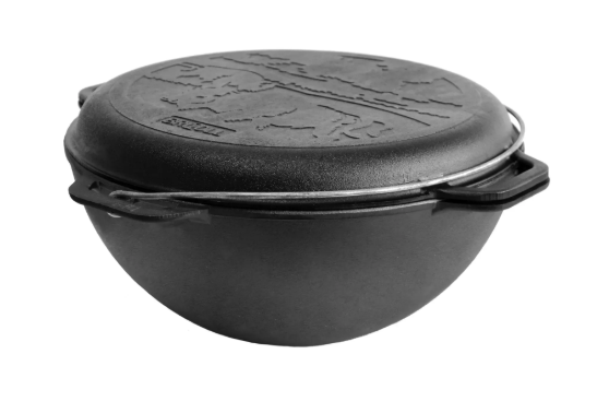 Котел чугунный азиатский Brizoll с чугунной крышкой-сковородкой 15 л Котел чугунный азиатский Brizoll с чугунной крышкой-сковородкой 15 л