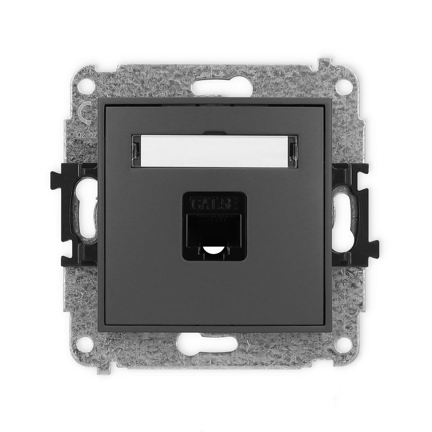 Розетка компьютерная Karlik Mini RJ45 cat 5E Графитовый матовый (28MGK-1) Розетка компьютерная Karlik Mini RJ45 cat 5E Графитовый матовый (28MGK-1)