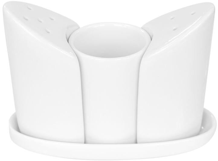 Набор спецовщиков Helfer солонка/перечница и емкость для зубочисток на подставке Белый