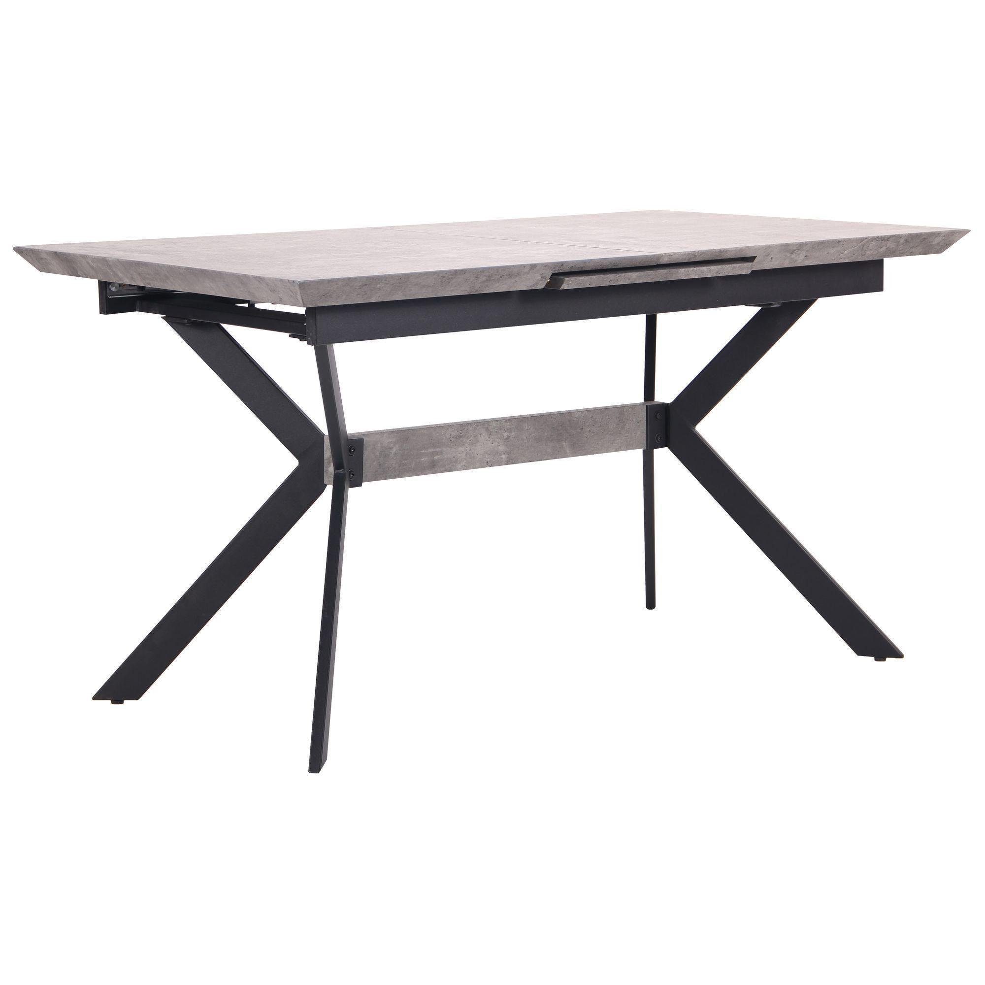 Обідній стіл AMF Jackson 760х1400+400х800 розкладний Чорний/Бетон