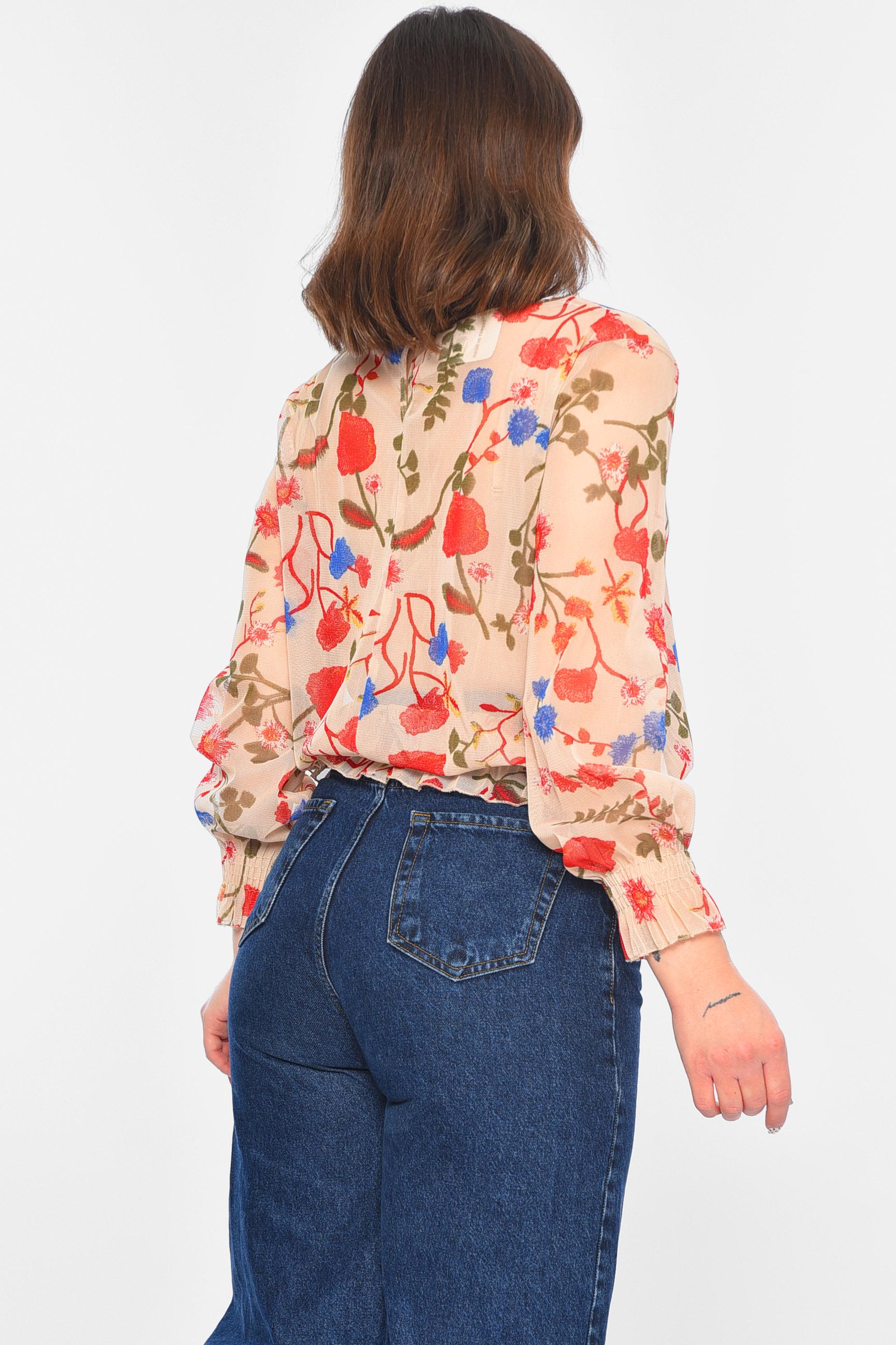 Блуза женская в сеточку с принтом р. 42 Бежевый (173815) - фото 3