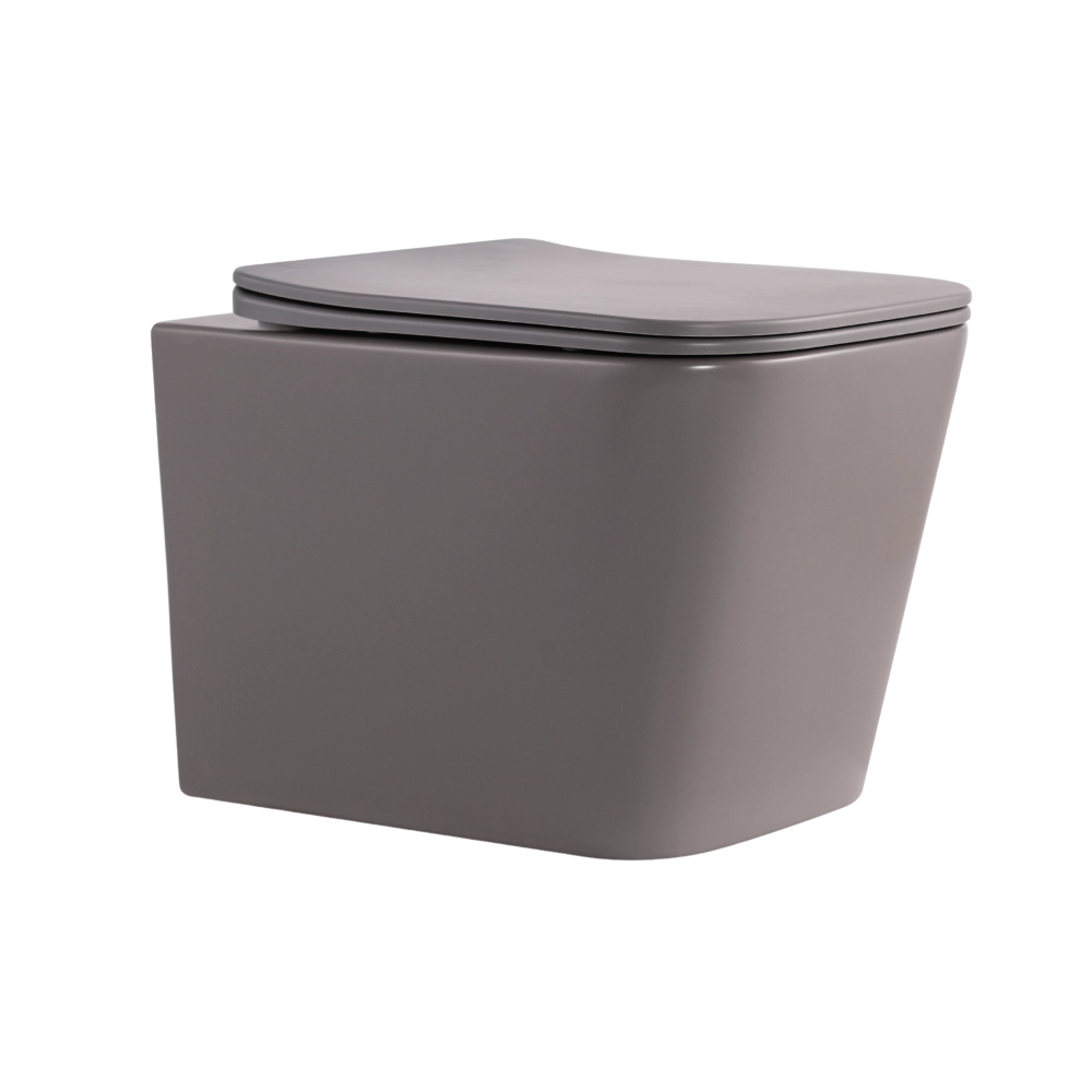 Унитаз подвесной безободочный Qtap Tern Ultra Quiet Торнадо с сиденьем и микролифтом Stone Grey (QT17332303ASSG)