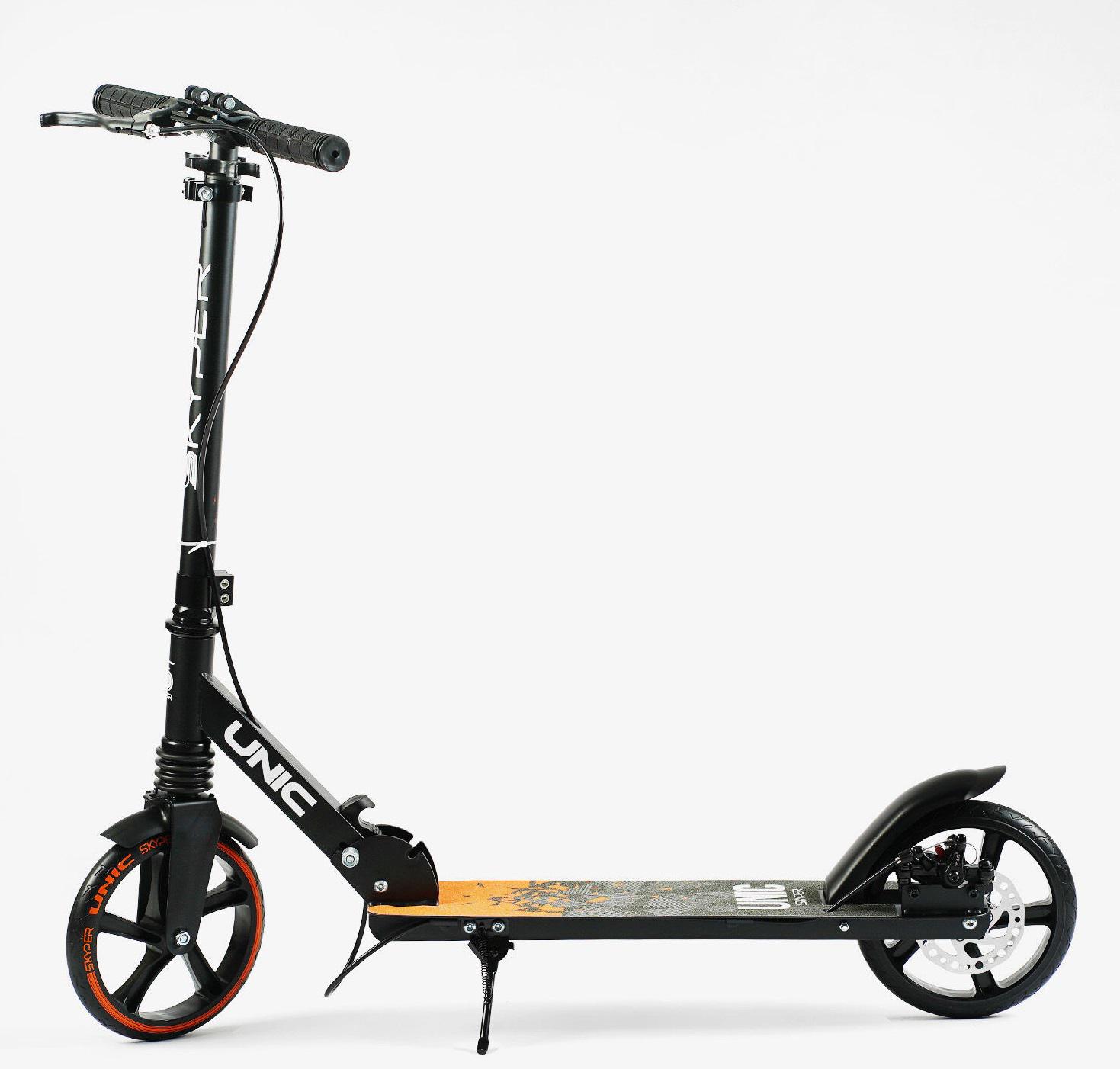 Самокат двухколесный Skyper Unic ручной дисковый тормоз 1 передний амортизатор Оранжевый (UN-25002)