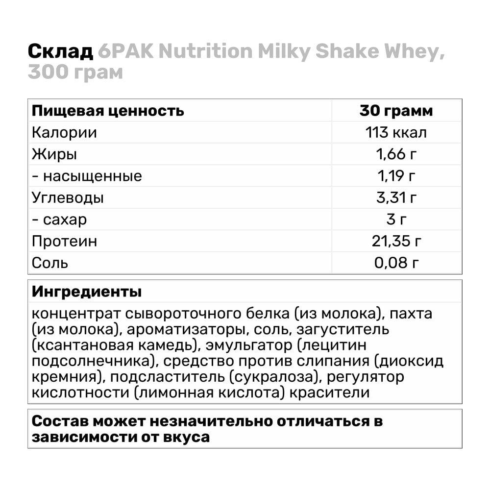 Протеин 6PAK Nutrition Milky Shake Whey 300 g /10 servings/ Strawberry - фото 3