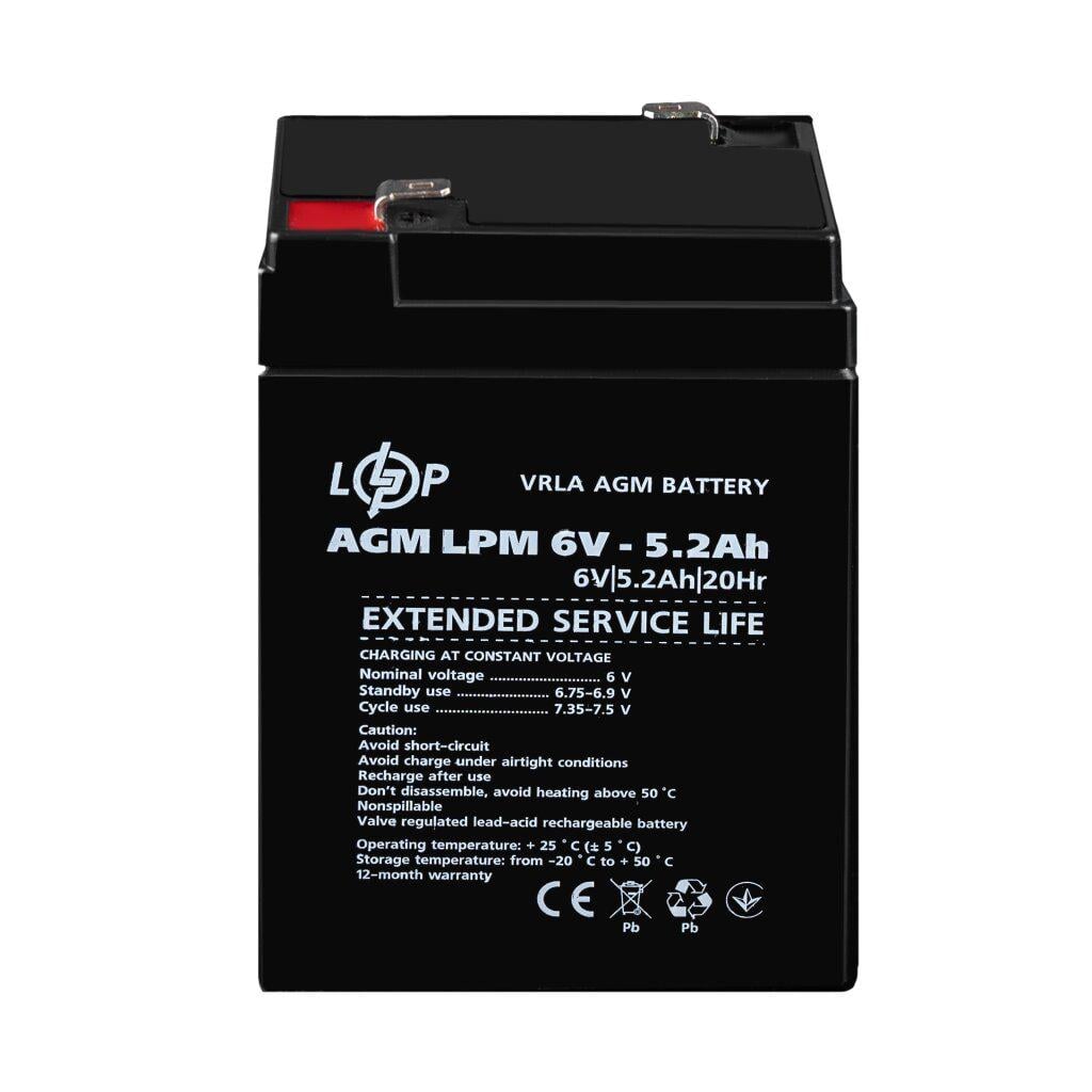 Аккумулятор LogicPower AGM LPM 6V 5,2 Ah (LP4158)
