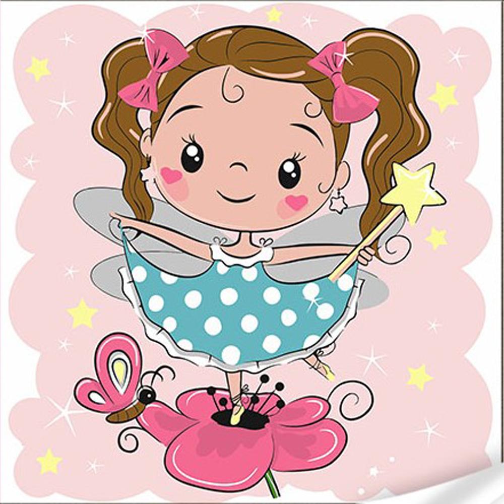 Картина по номерам Strateg Премиум Девочка на цветке с лаком и уровнем 30x30 см (Str-ES-0871)