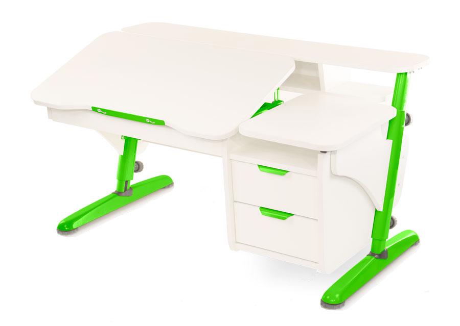 Парта дитяча Pondi Ергономік з тумбою Білий/Зелений
