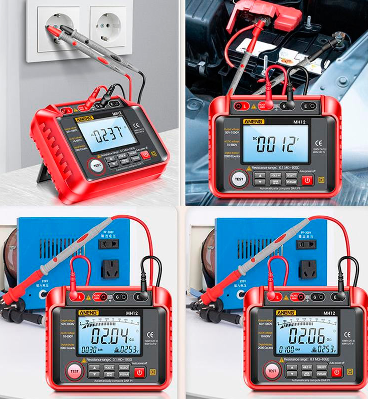 Тестер изоляции сопротивления ANENG MH12 до 10ГОм DAR PI Black/Red (799112) - фото 5