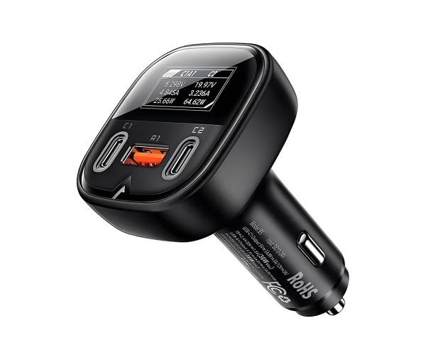 Устройство зарядное автомобильное Acefast B5 PD/QC 3.0 2 Type-C/1 USB/3A/101W Black - фото 1