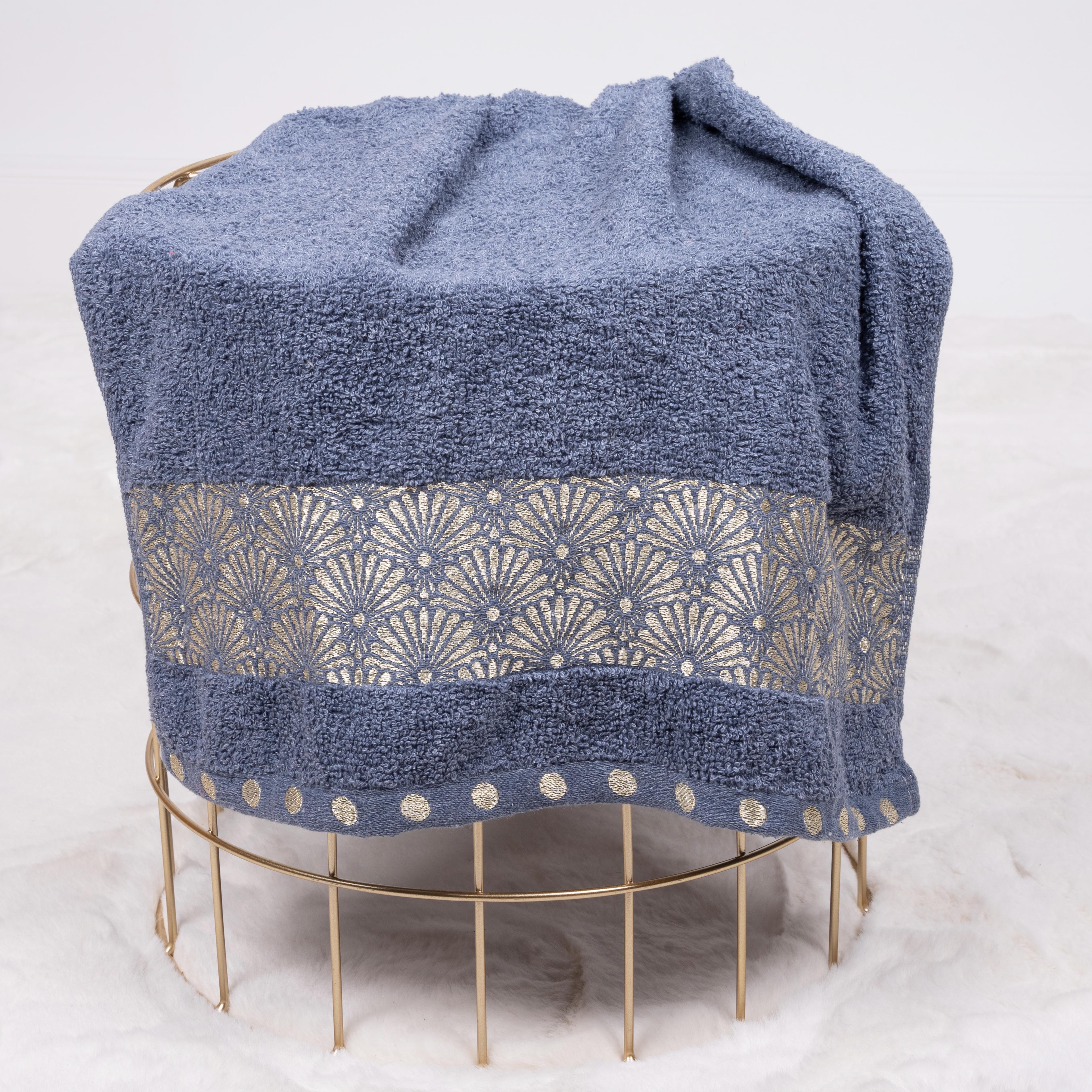 Полотенце банное Ромашки золотистые 140х70 см Голубовато-синий (86137)