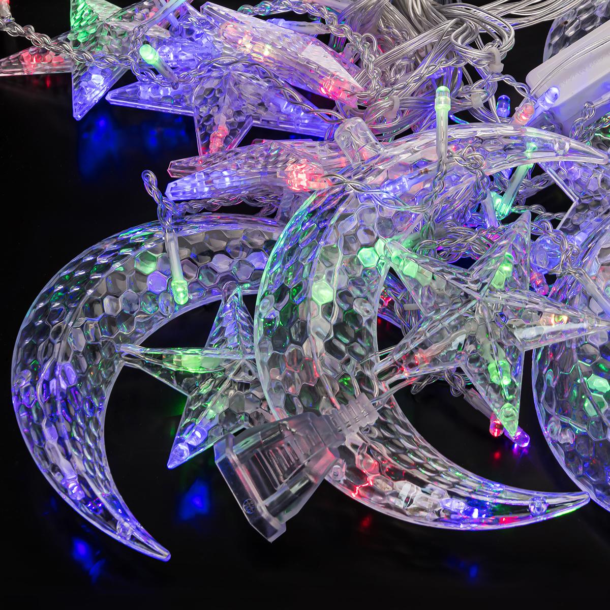 Светодиодная гирлянда-шторы звезды и луна Мультиколор - фото 3