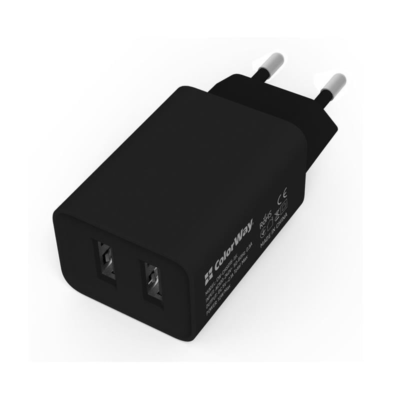 Зарядное устройство ColorWay 10W 2.1A 2xUSB CW-CHS015-BK Black (629673)