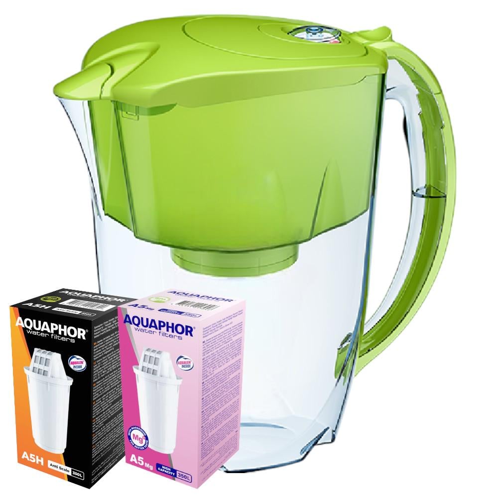 Фильтр-кувшин Аквафор Арктик с двумя модулями: А5Mg, А5Н Салатовый