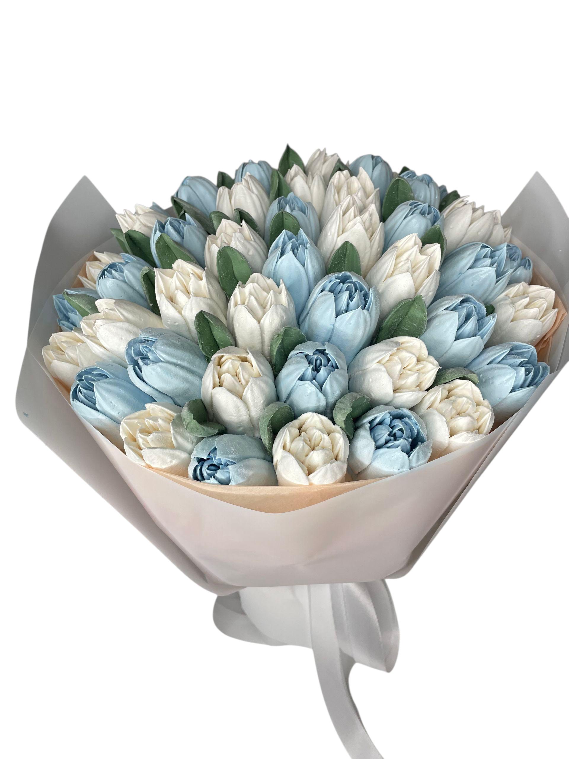 Букет зефирных цветов ручной работы 25 см (30317684)