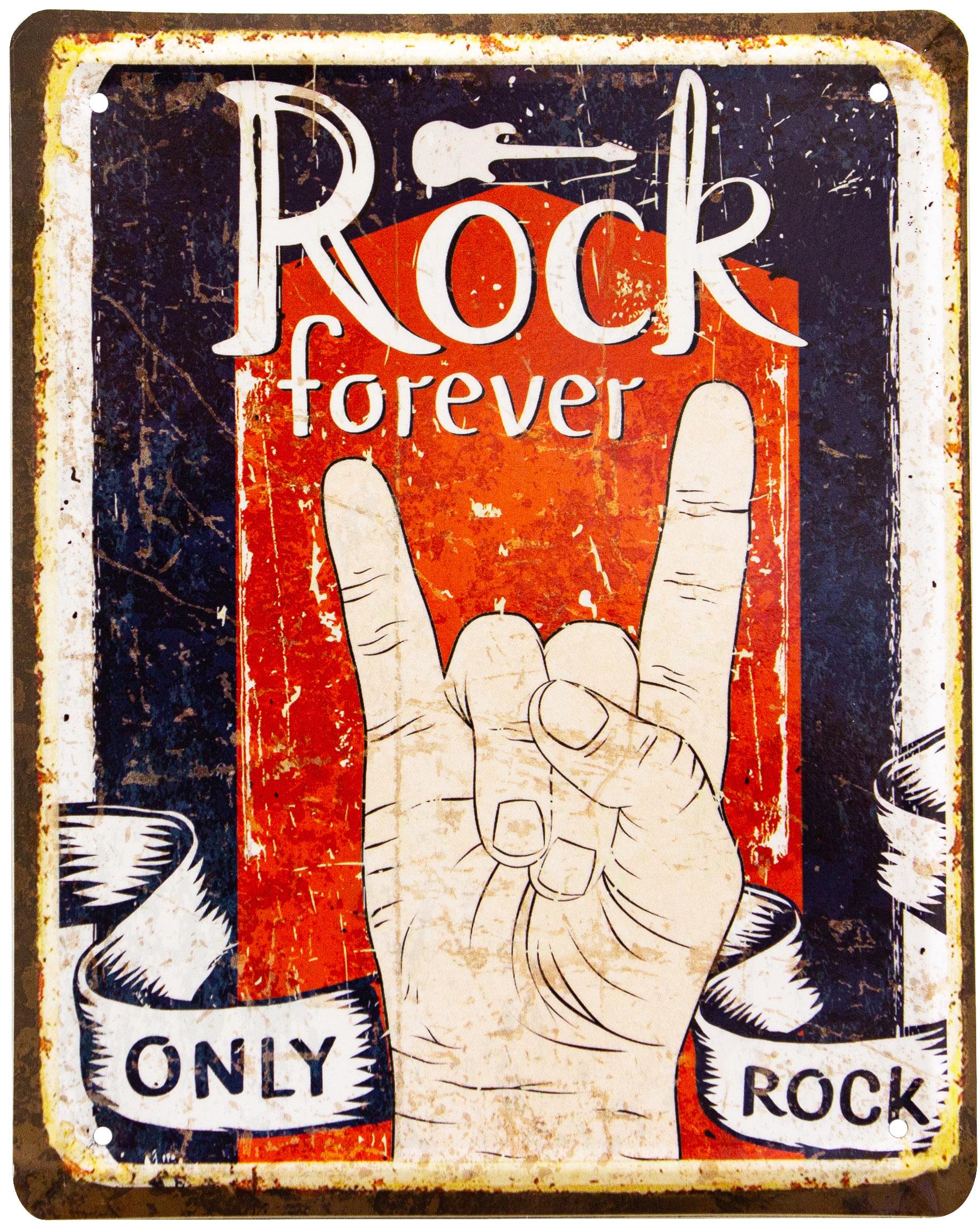Табличка металлическая Рок Навсегда Только Рок/Rock Forever Only Rock 18x22 см