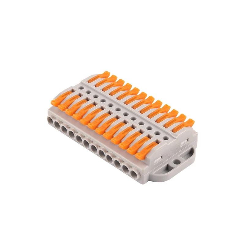 Клемма проходная Tactix 0,08-4 мм2 32А 12х1-12х1 одинарная 41,5х75,6х14,8 мм рычаг крепеж 3,1 мм Оранжевый (223-12P)